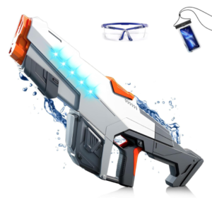 Pistolet à Eau Électrique puissant + Lunettes de Protection, GRIS